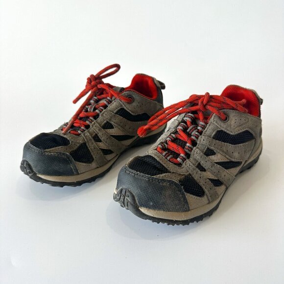 Columbia Other - Columbia Redmond Gray, Black, & Red Lace Up Kids Hiking Shoes Boots